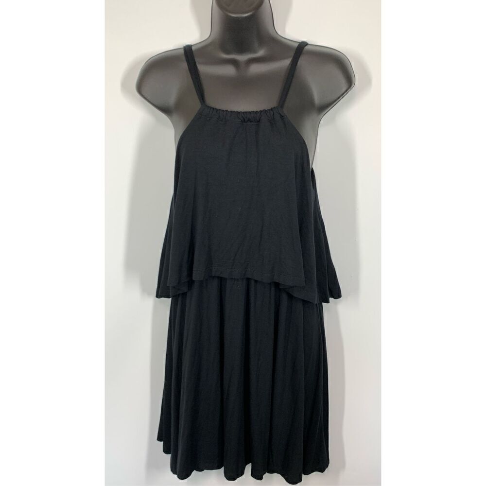 Tobi Women's Sleeveless Adjustable Straps Layered Mini Dress Black Medium NWT